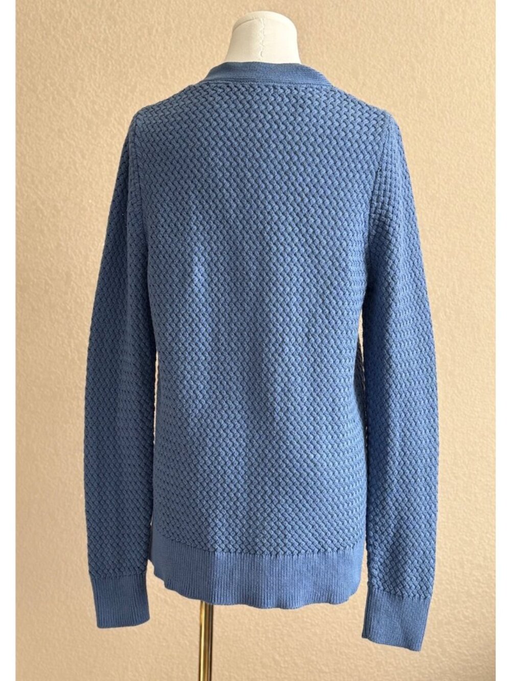 L.L. Bean Women's Basketweave Knit Cardigan Sweater Button Front Blue - Picture 5 of 8